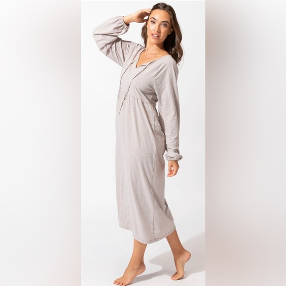 Threads 4 Thought Tan Brigitte Tie Neck Dress Size Medium NWT - Picture 4 of 13